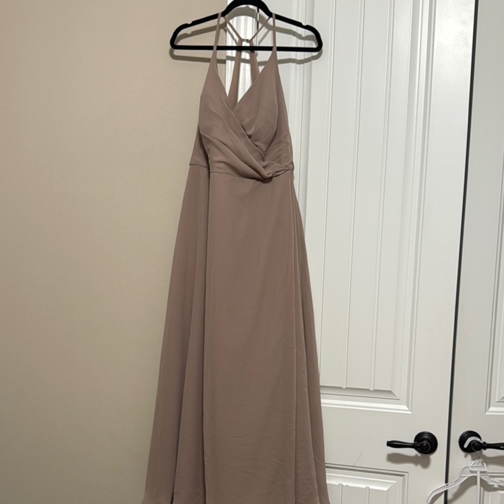 Azazie Backless Tan Dress